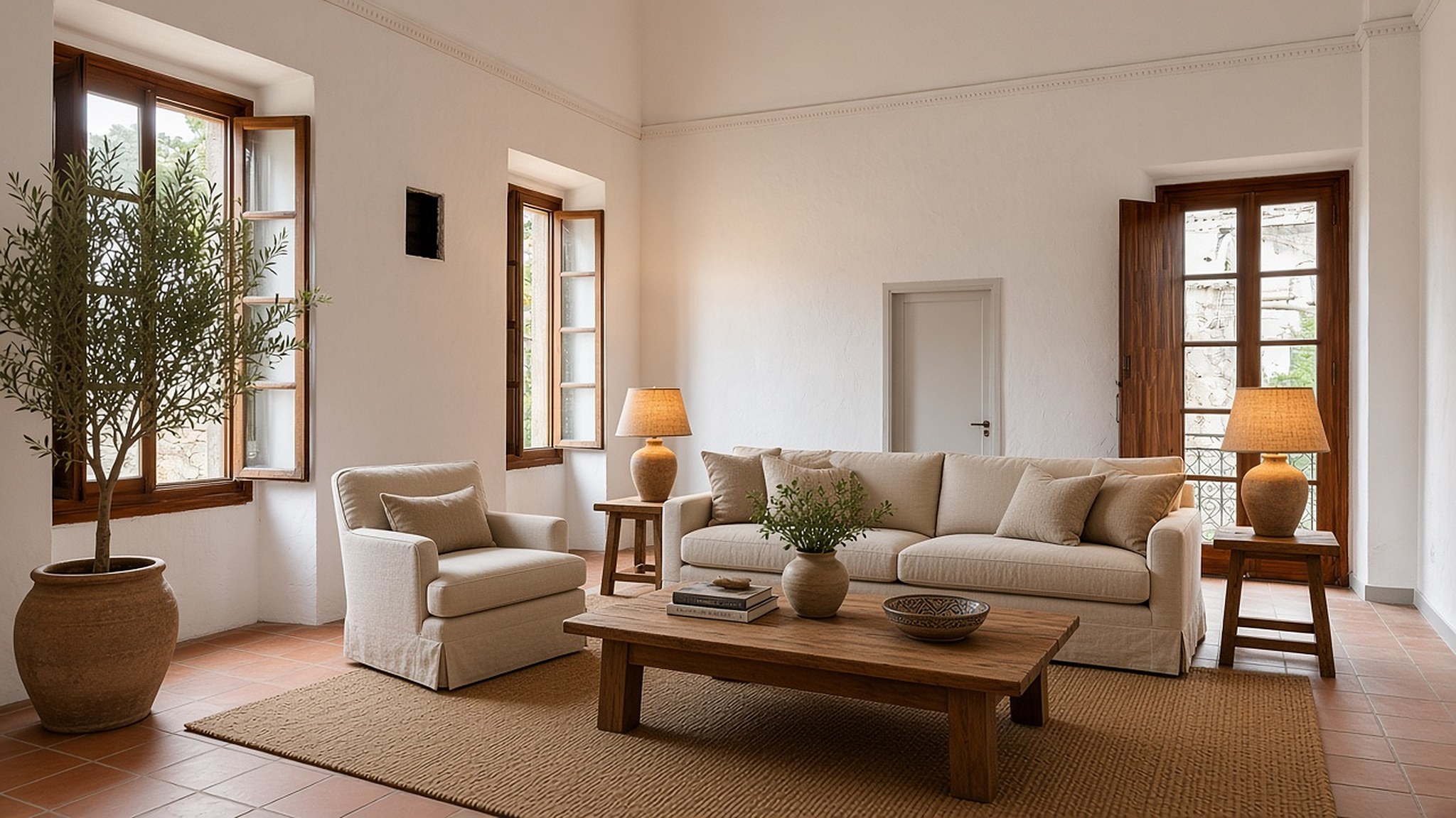 Salon meublé avec virtual staging (après)